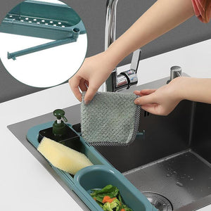Telescopic Sink Rack Soap Sponge Holder Kitchen Sinks Organizer Adjustable Sinks Drainer Rack Storage Basket Kitchen Accessories