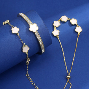 Lucky Five Petal Flower Brace Lace Bracelet Three-piece Set For Women